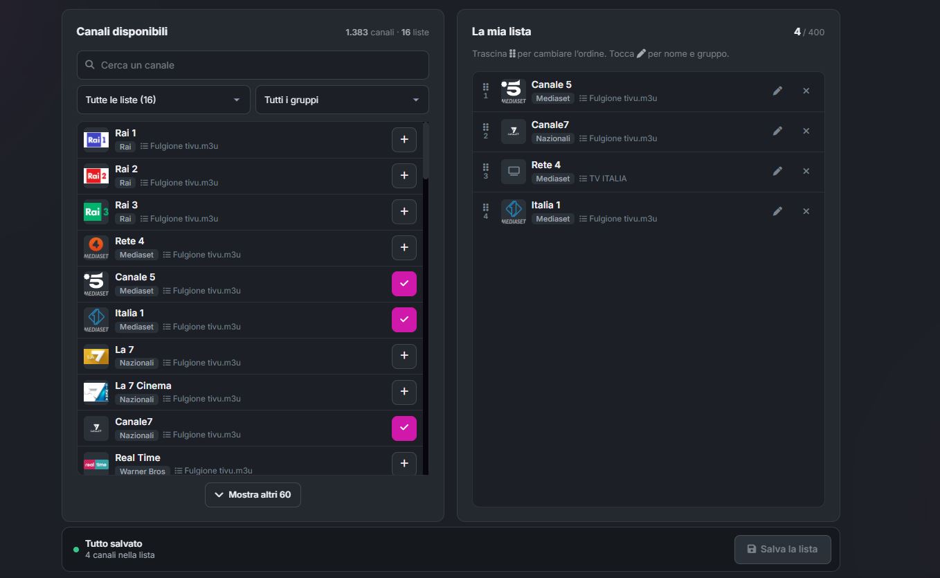 La mia lista: costruisci la tua TV con i canali della Community IPTV